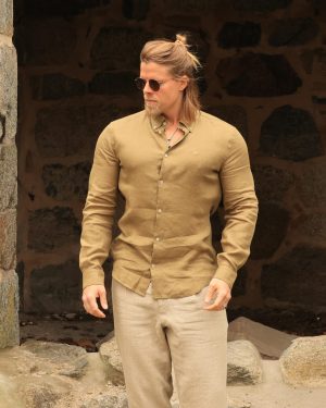Moss Green Linen Shirt