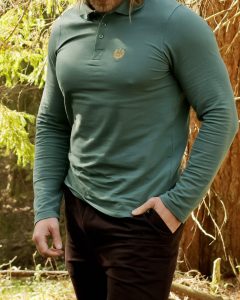 Sage Green Long-Sleeved Polo Shirt 2